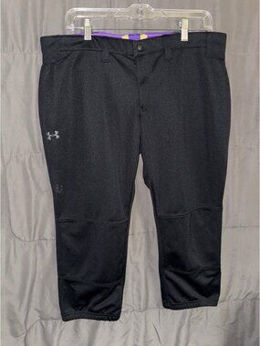 Under Armour Softball Pants Womens XL Black Performance Stretch Capris Baseball